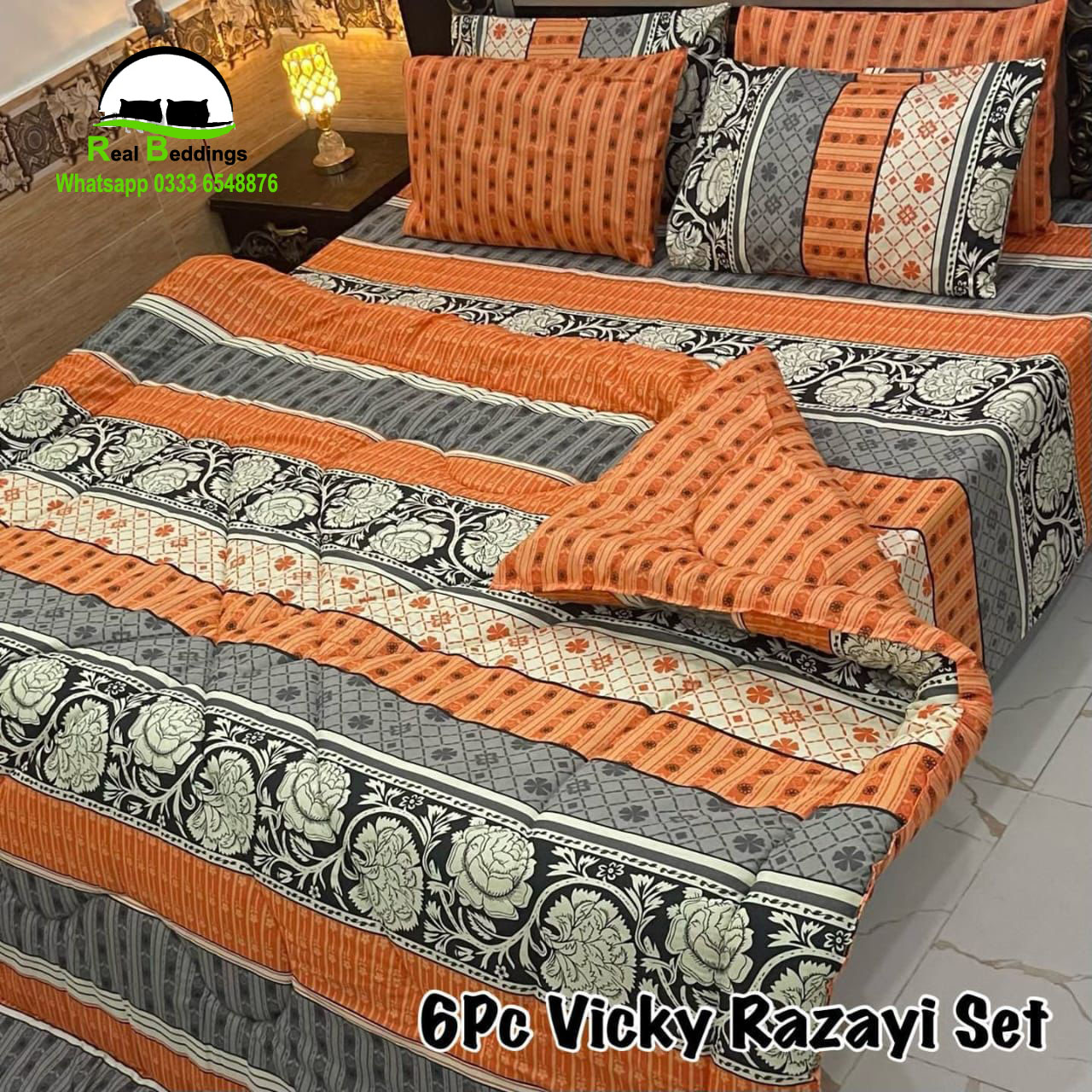 6-Piece  Bedding Set /Razai Set - Dark Blue main image 1